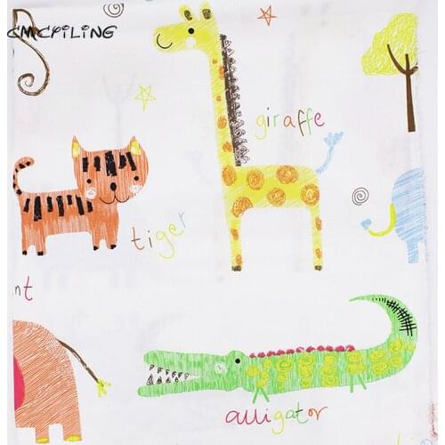 Twill Printed Cartoon Cotton Animal Fabric Tissus For DIY Quilting Sewing Fabric Textile Of Baby Doll Cloth Curtain Material