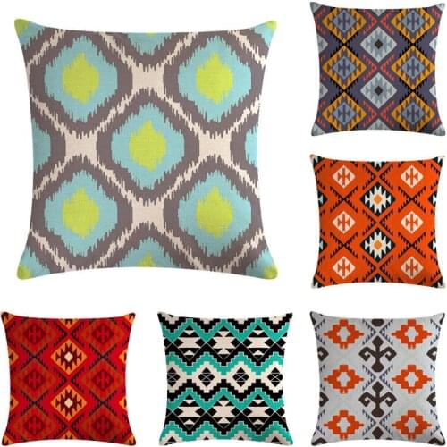 Nordic Geometry Pillow Cover Colorful Geometric Cushion Cover Home Decorative Cotton Linen Pillowcase Sofa 45x45cm Cushion Cover