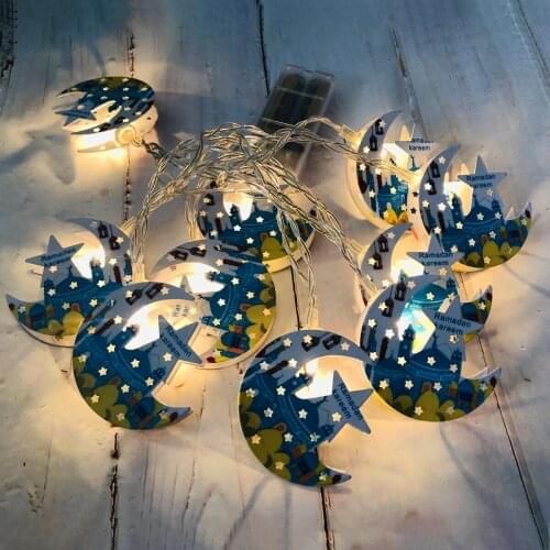 10LED Moon Star LED Fairy String Light Garland EID Mubarak Ramadan Decoration Holiday Lighting Home Decorative LED Lamp Light