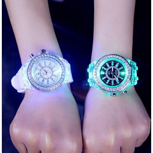 Luminous Watch Pointer Dial with Rhinestone Decor Stylish Quartz Watch Cool Wrist Gift for Men Women LL@17