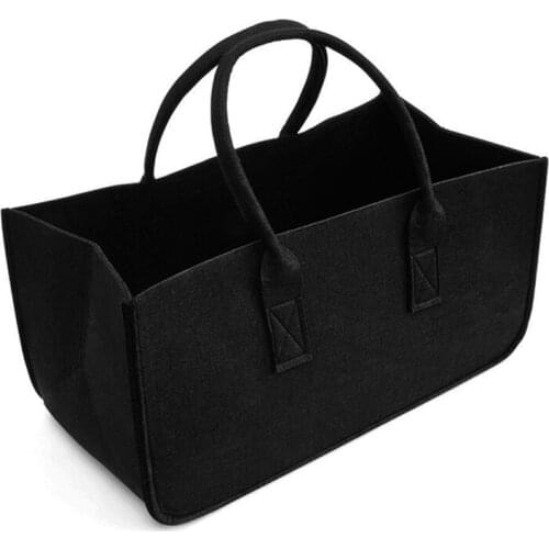 Felt bag black Fireplace wooden bag Felt basket Fire wood pocket Firewood basket Basket Felt Newspaper stalls Newspaper basket