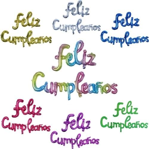 Letters Balloons Spanish“feliz cumpleaños” Lowercase Conjoined Alphabet Foil Globos Happy Birthday Party Decoration Banner
