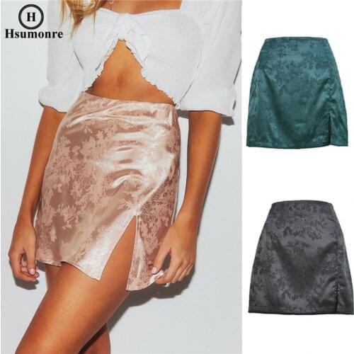 Jacquard Satin Black Skirt Bag Hip Skirt Female Zipper Printed Satin Polyester Material Girl Figure Tall Nightclub Style Party