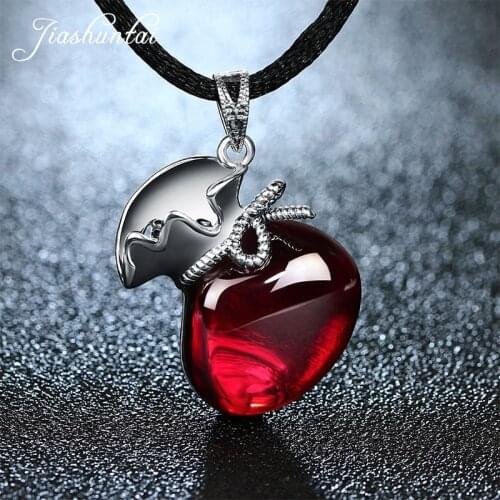 JIASHUNTAI Retro 100% 925 Sterling Silver Pendant For Women Vintage Garnet Gemstone Pendant Jewelry Female