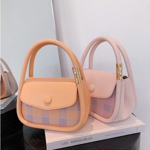 PU Leather Handbags for Women 2021 Luxury Designer Shopper Wallet Fashion Color plaid Metal Ring Decoration Joker Crossbody Bags