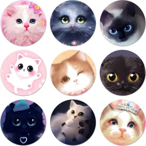 58mm Cute big eyes kitten cat Icons Pins Badge Decoration Brooches Metal Badges For Clothes Backpack Decoration