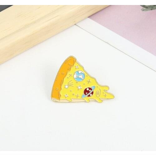 Starry spaceship Stars universe earth Popular pizza bread burger donut expression design dripping brooch Gifts for children