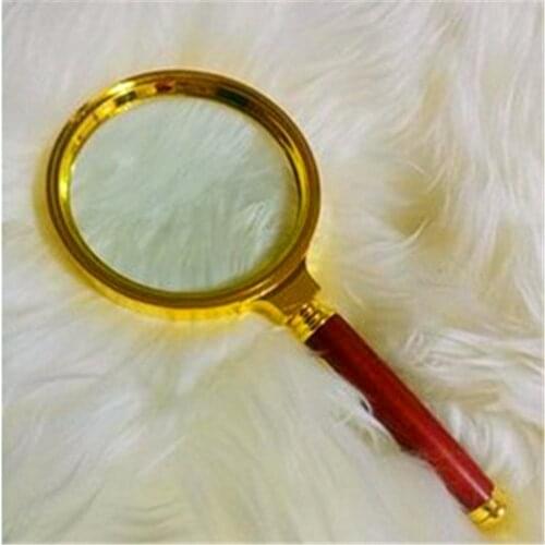 1 PC Handheld 10x Magnifier Diameter: 60mm/80mm Red Handle Optical Reading Magnifying Glass Aid For The Aged
