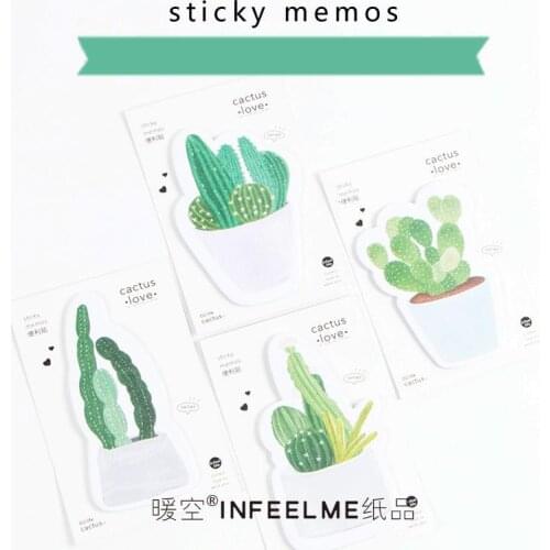 1pc Cute Cactus Love Self-Adhesive Memo Pad Sticky Notes Bookmark School Office Supply Stationery Paper