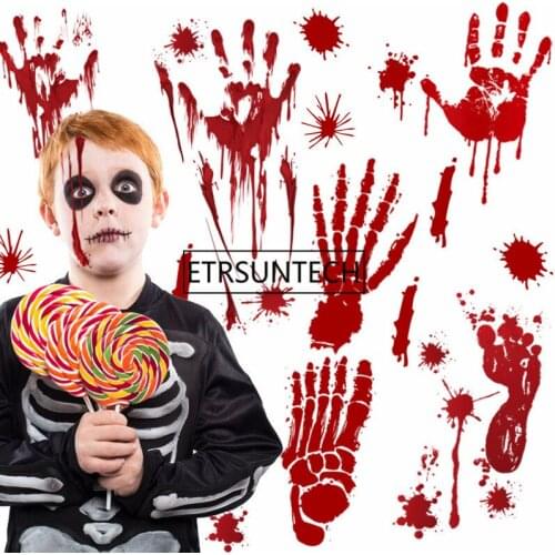 100Pcs Halloween Stickers Self-adhesive Waterproof Bled Hand and Foot Sticker for Wall Window Halloween Party Decorations