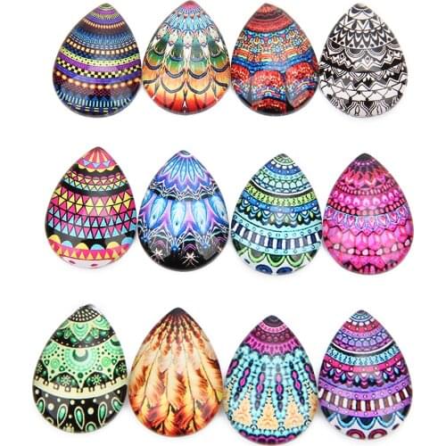 20Pcs/lot 10X14/13X18/18X25/20X30mm Mixed Handmade Photo Glass Drop Style Cabochons Pattern Domed Jewelry Accessories Supplies