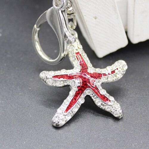 2021 spring fashion new cute rhinestone crystal gem painting oil starfish bag wallet key chain birthday party gift