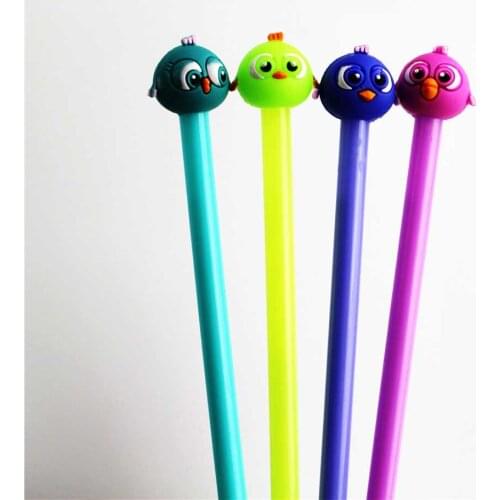 4pcs/ A Set Cute Birds Head Gel Pen And Writing Pen Refill Pen Office For School Stationary Supplies