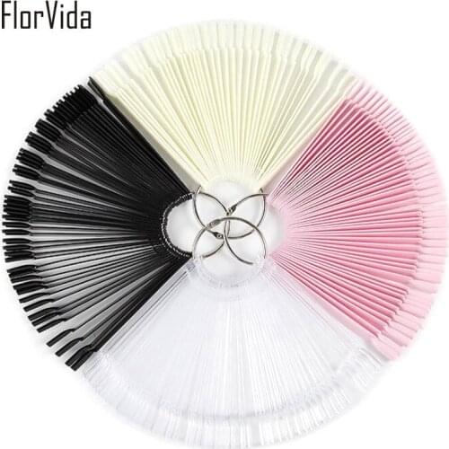 50tips/set Acrylic Nail Art Showing Shelf Natural Pink Clear Black False Nail Tips for UV Gel Color Display Nail Salon