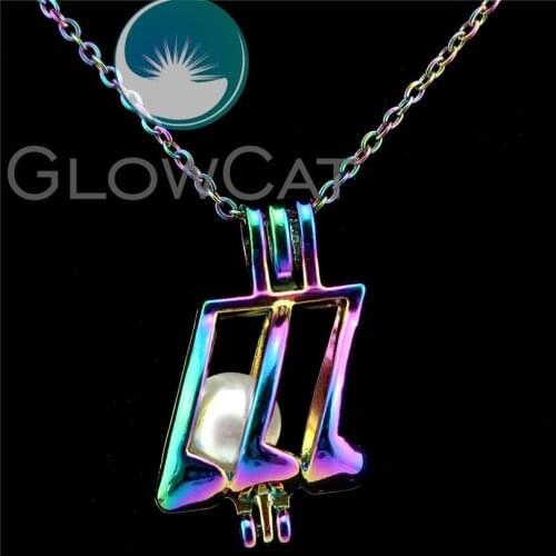 C754 Rainbow Color Musical Note Beads Cage Essential Oil Diffuser Aroma Pearl Cage Locket Necklace Kids Girl Funny Gift