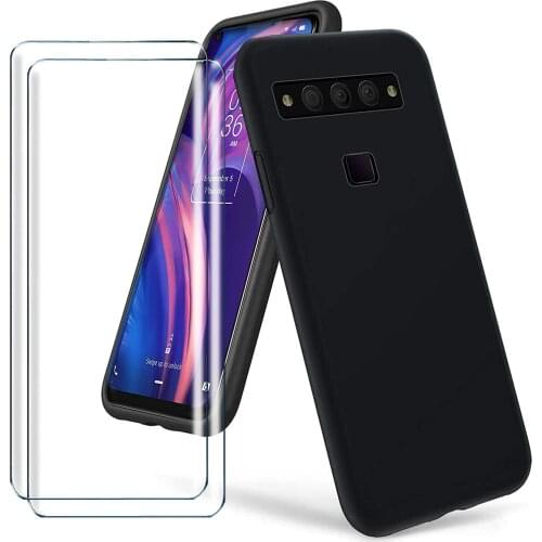 For TCL Plex T780H 6.53" Case 3-in-1 Black Soft Case with Black Full Tempered Glass For TCL Plex T780H 6.53"
