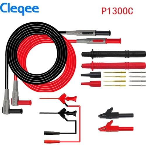 Cleqee P1300B P1300C 12-in-1 Super Multimeter Probe Replaceable Probe Clamp Multi Meter Test Lead kits + Alligator Clips