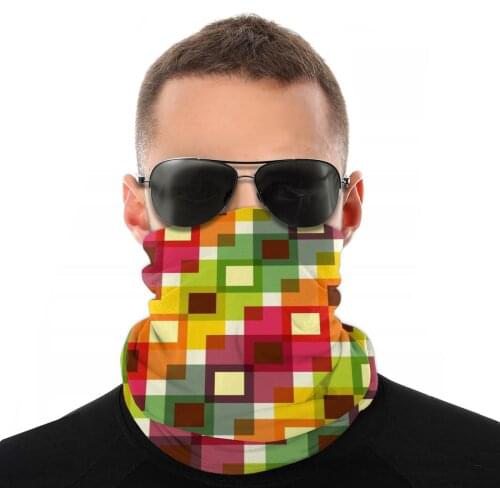 Color Squares Scarves Neck Face Mask Unisex Fashion Neck Warmer Balaclava Bandana Dustproof Headband Outdoor Hiking