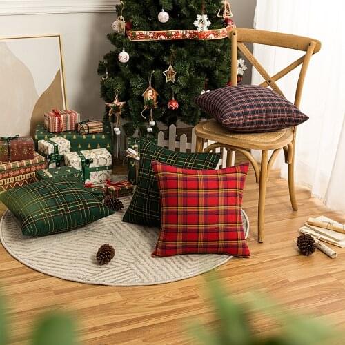 45X45cm Classic Scotch Plaids Red Throw Pillow Chrismas Cushion Decorative Sofa Pillow Case Sofa Cushion Cover Couch Cushion