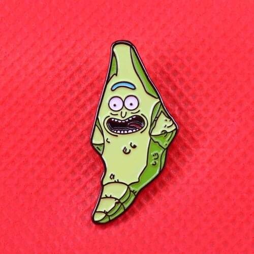 Pickle Rick enamel pin swimming terrified cute cartoon brooch sour cucumber badge food art jewelry jackets backpack badge access