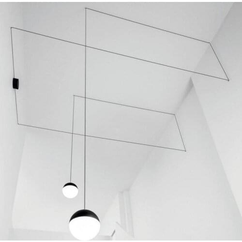 DIY Geometric String Lines Led Pendant Light Modern Simple Glass Ball Suspension For Foyer Dining Room Bedroom 1/2 Heads 1468