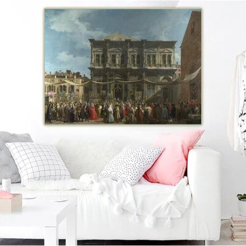 Citon Canaletto《Venice-The Feast Day of Saint Roch》Canvas Art Oil Painting Artwork Picture Backdrop Wall Decor Home Decoration