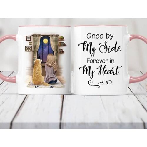 Coffee Mugs Personalized Mug Girl and Dogs Cup Pet Gift Home and Moon Custom Made Forever In My Heart 11/15 OZ RR2027