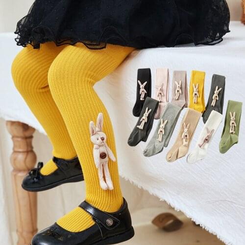 Baby Girls Tights New Spring and Autumn Fashion Tights Cartoons Rabbit Stockings Kids Children Combed Cotton Stretch Pantyhose