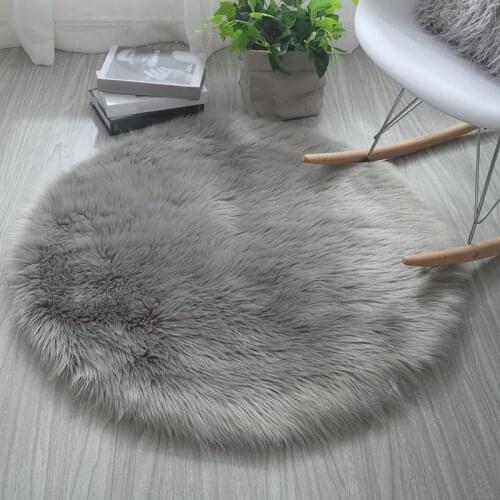 Round Imitation Sheepskin Fur Rug Bedroom Mat Plush Carpet Area Rugs Fluffy Seat Pad Living Room Sofa Cushion Hairy Fur Rugs