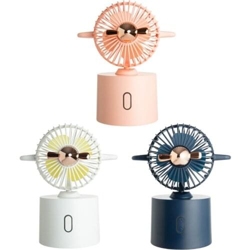 Mini Desktop Fan Portable USB Charging 3 Speed Settings Air Cooler 80 Degree Auto Rotation for Student Dormitory Home Use 19QE