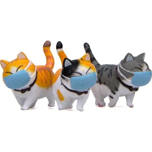 Cute Fat Cat Face Drawing Wearing a Mask Funny Figure Ornament Landscape Decor Mini Camera Home Decor