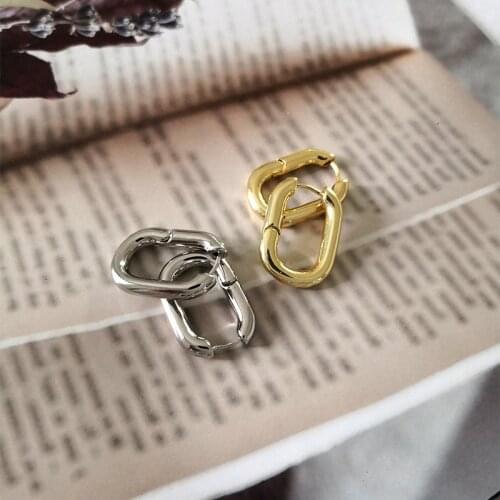 Minimalist Best Selling French Gold Chic O Shaped Hoop Earrings Womens Chunky Hoops Geometrical Brass Earrings