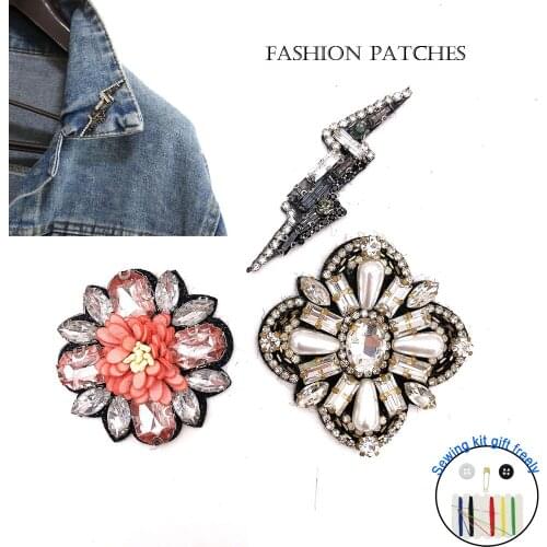 Fashon lightning Patches for clothing applique Embroidery flower parche for clothing shoes bags Sewing decoration accessories