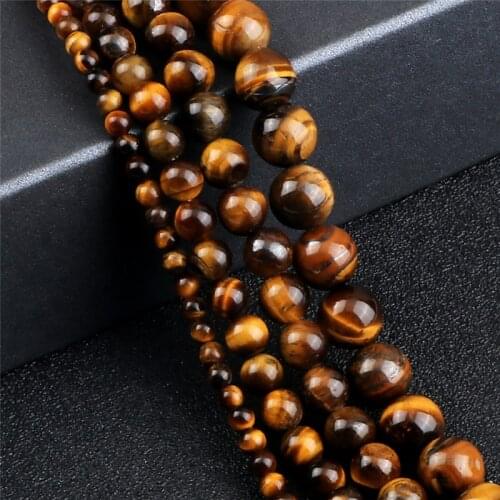 DIY Fashion Tiger Eye Natural Stone Round Loose Beads For Jewelry Making Bracelet Necklace Accessory Handicraft 10mm/8mm/6mm/4mm