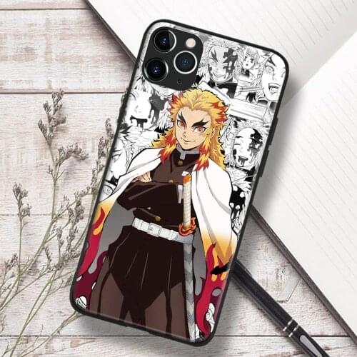 Kyojuro Rengoku Kimetsu no Yaiba anime Soft TPU Glass Phone Case for IPhone SE 6s 7 8 Plus X Xr Xs 11 12 Mini Pro Max Samsung