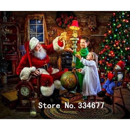 Santa and children Counted Cross Stitch Kit Needlework Embroidery Crafts 14ct Unprinted Aida DIY Arts Handmade Home Decor