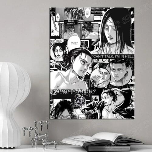 Shingeki No Kyojin Eren Yeager Attack on Titan Canvas Painting Decor Wall Art Pictures Home Living Room Decoration Prints Poster