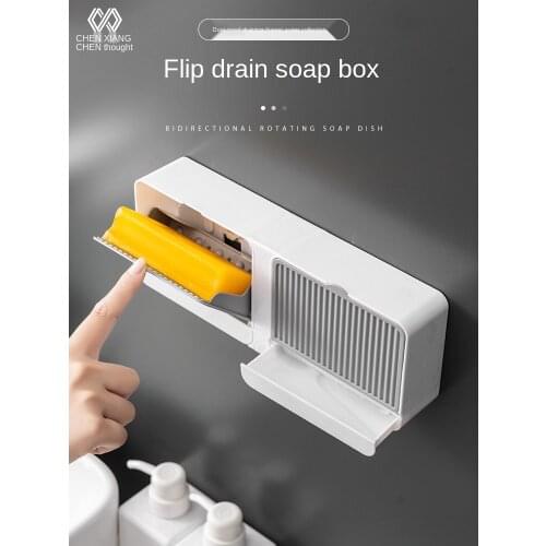 Bathroom Wall Hanging Student Dormitory Soap Box with Lid Punch-Free Creative Double Deck Soap Box Soap Dish Rack