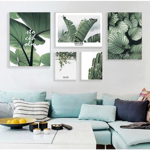 Room Home Decoration Wall Art Pictures No Frame Fresh Green Plant Nordic Poster Multi Combination Canvas Paintings For Living