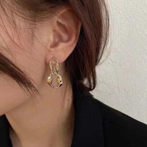 2020 New Vintage Simple Goth Gold Color Matching Metal Geometric Chain Twist Splicing Drop Earrings for Women Girls Jewellery