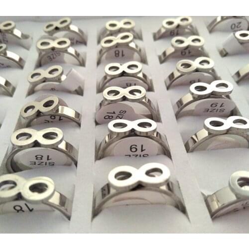 Wholesale 50pcs Top quality Silver Infinity Stainless Steel Wedding Rings Comfort fit high polished Jewelry