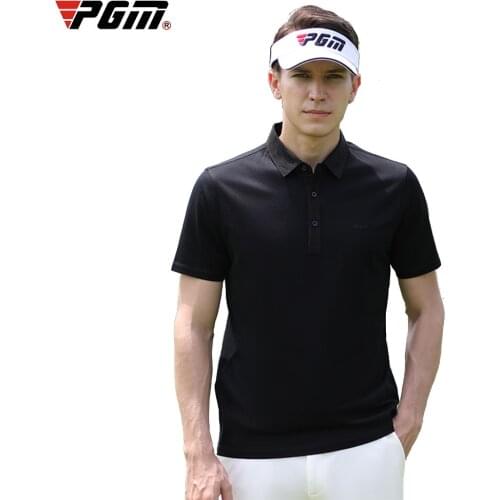 PGM 2020 golf clothing mens short-sleeved Black t-shirt golf Cotton Leisure breathable Quick Dry Golf shirt mens Sportswear