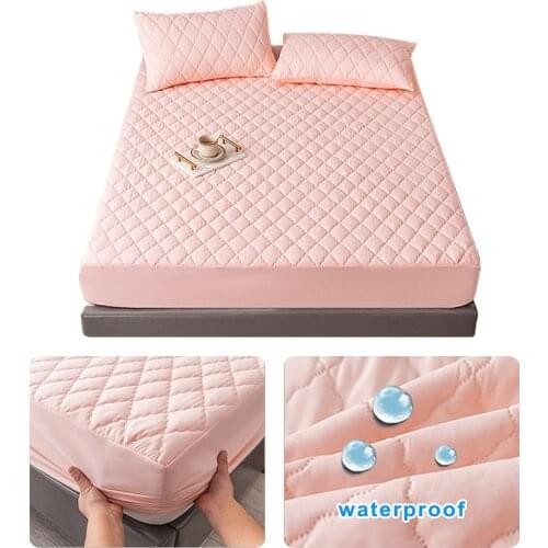 Super Thick and Warm Cotton Fitted Sheet with Elastic Bands Nordic Waterproof Mattress Covers for Double Bed, Luxury Home Decor