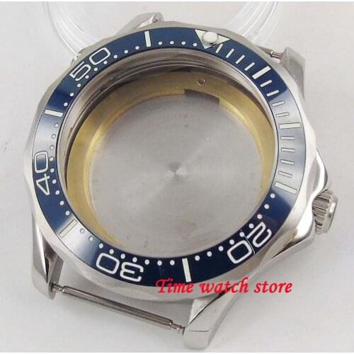 Polished 41mm stainless steel watch case fit ETA 2836 Miyota 8215 821A movement luminous ceramic bezel watch case C156