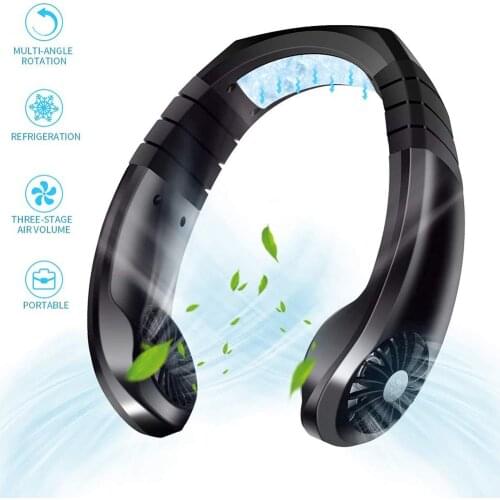 Portable Neck Fan USB Rechargeable Small Sports Fan Wearable Air Conditioner for Travel Office Outside
