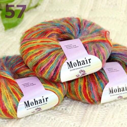 Sale New 3BallsX25g Luxury Soft Mohair Warm Wrap Shawl Hand Knit Crochet Yarn 291-57 Green Purple Multi Rainbow