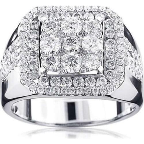 Luxury Gorgeous Men Jewelry White Zircon Rings for Wedding Engagement Party Set Gifts Size 7 8 9 10 11 12 13