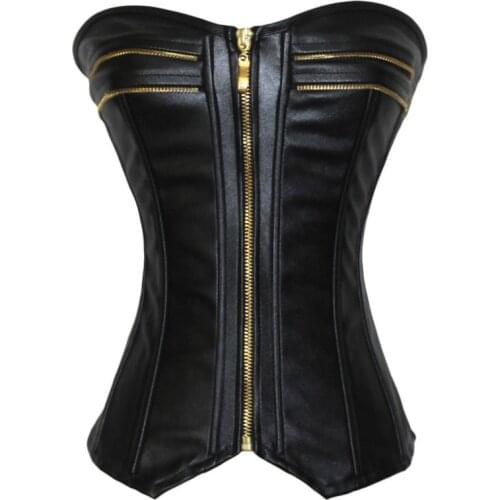 Sexy Bustier Corset Women Clothes Solid Leather Corset Sexy Lingerie Polyester Plus Size Corset