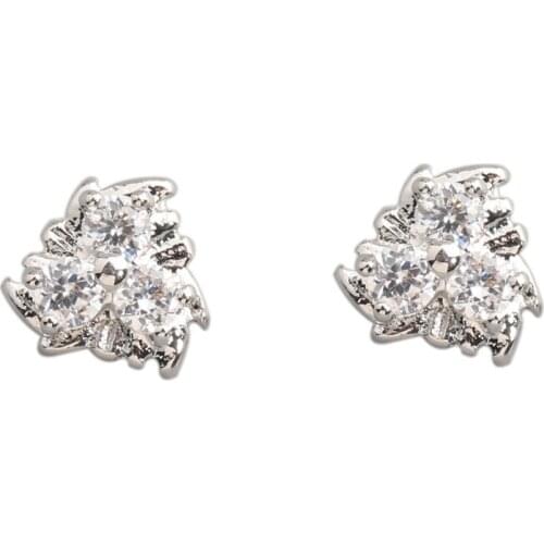 Cute White Stone 3*3mm Semi-precious Silver Cool For Womens Stud Earrings ED0474