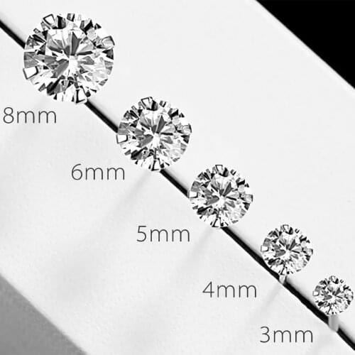 Classic S925 Silver Stud Earrings For Women Girls Elegant Temperament Trendy Simple Four Claws Stud Earring Fashion Jewelry
